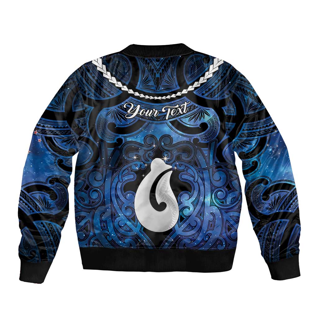 Personalized Maori Matariki Hei Matau Sleeve Zip Bomber Jacket Maori Kowhaiwhai Pattern Galaxy