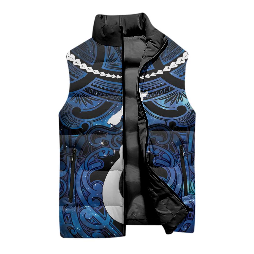 Personalized Maori Matariki Hei Matau Sleeveless Puffer Jacket Maori Kowhaiwhai Pattern Galaxy