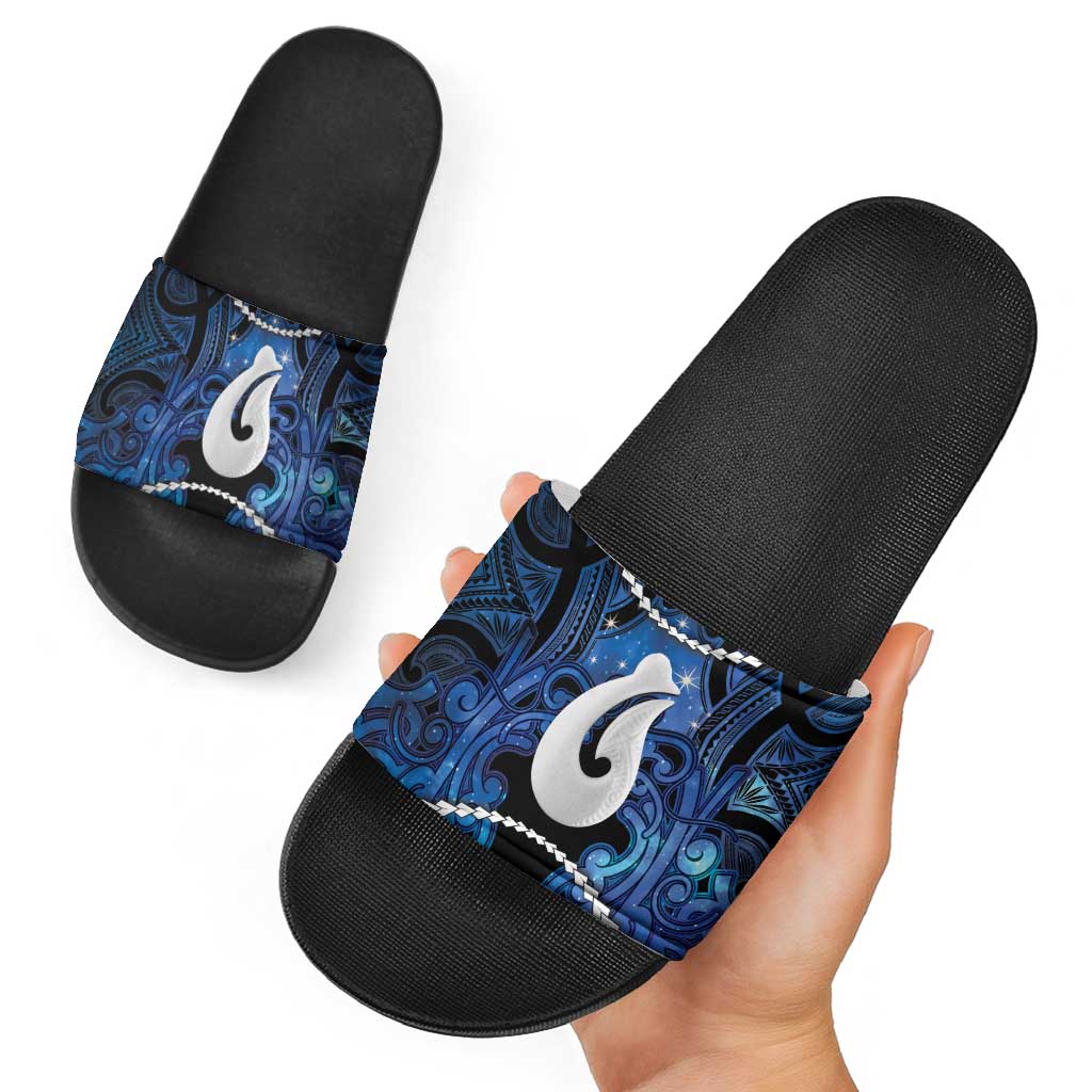 Maori Matariki Hei Matau Slide Sandals Maori Kowhaiwhai Pattern Galaxy LT01 - Polynesian Pride