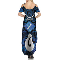 Personalized Maori Matariki Hei Matau Summer Maxi Dress Maori Kowhaiwhai Pattern Galaxy