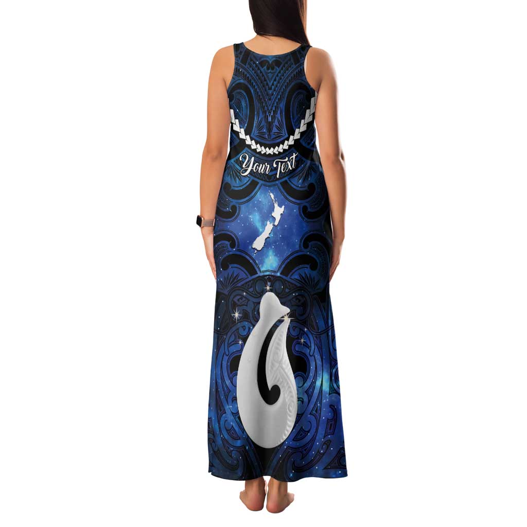 Personalized Maori Matariki Hei Matau Tank Maxi Dress Maori Kowhaiwhai Pattern Galaxy