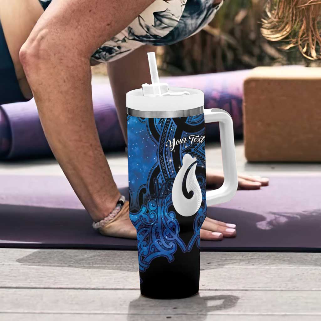 Personalized Maori Matariki Hei Matau Tumbler With Handle Maori Kowhaiwhai Pattern Galaxy LT01 - Polynesian Pride