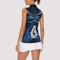 Personalized Maori Matariki Hei Matau Women Sleeveless Polo Shirt Maori Kowhaiwhai Pattern Galaxy