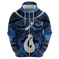 Personalized Maori Matariki Hei Matau Zip Hoodie Maori Kowhaiwhai Pattern Galaxy