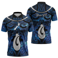 Personalized Maori Matariki Hei Matau Zipper Polo Shirt Maori Kowhaiwhai Pattern Galaxy LT01 - Polynesian Pride