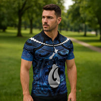 Personalized Maori Matariki Hei Matau Zipper Polo Shirt Maori Kowhaiwhai Pattern Galaxy LT01 - Polynesian Pride