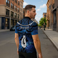 Personalized Maori Matariki Hei Matau Zipper Polo Shirt Maori Kowhaiwhai Pattern Galaxy LT01 - Polynesian Pride