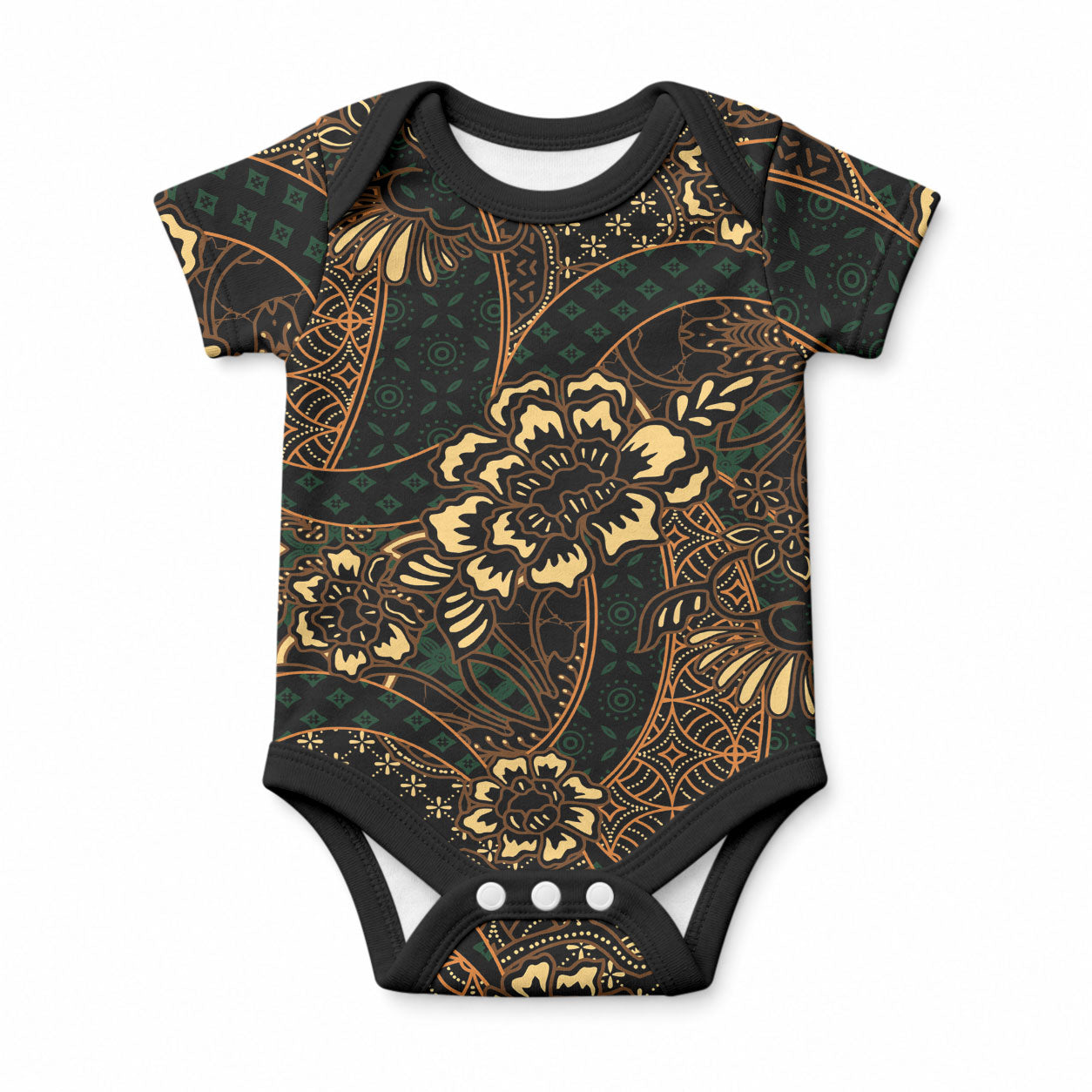 Indonesian Batik Pattern Vintage Brown Baby Onesie