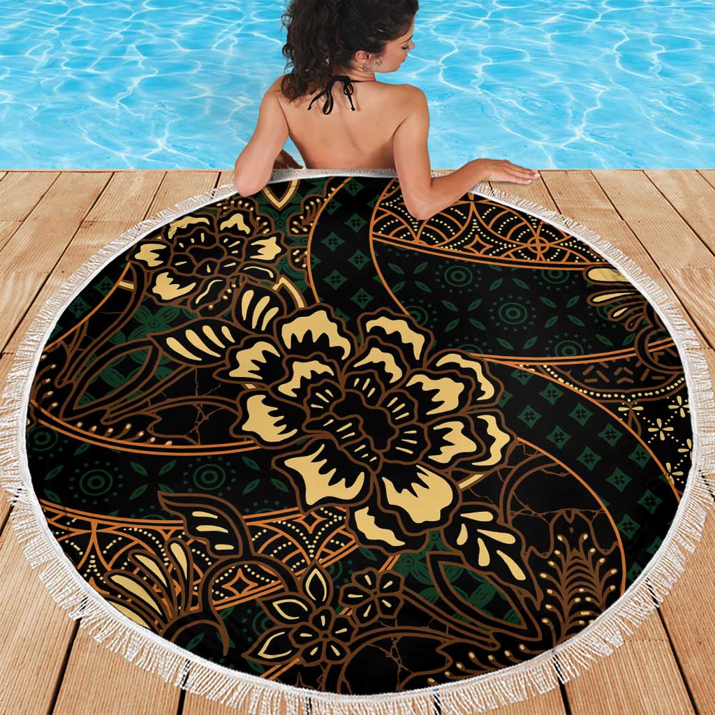 Indonesian Batik Pattern Vintage Brown Beach Blanket