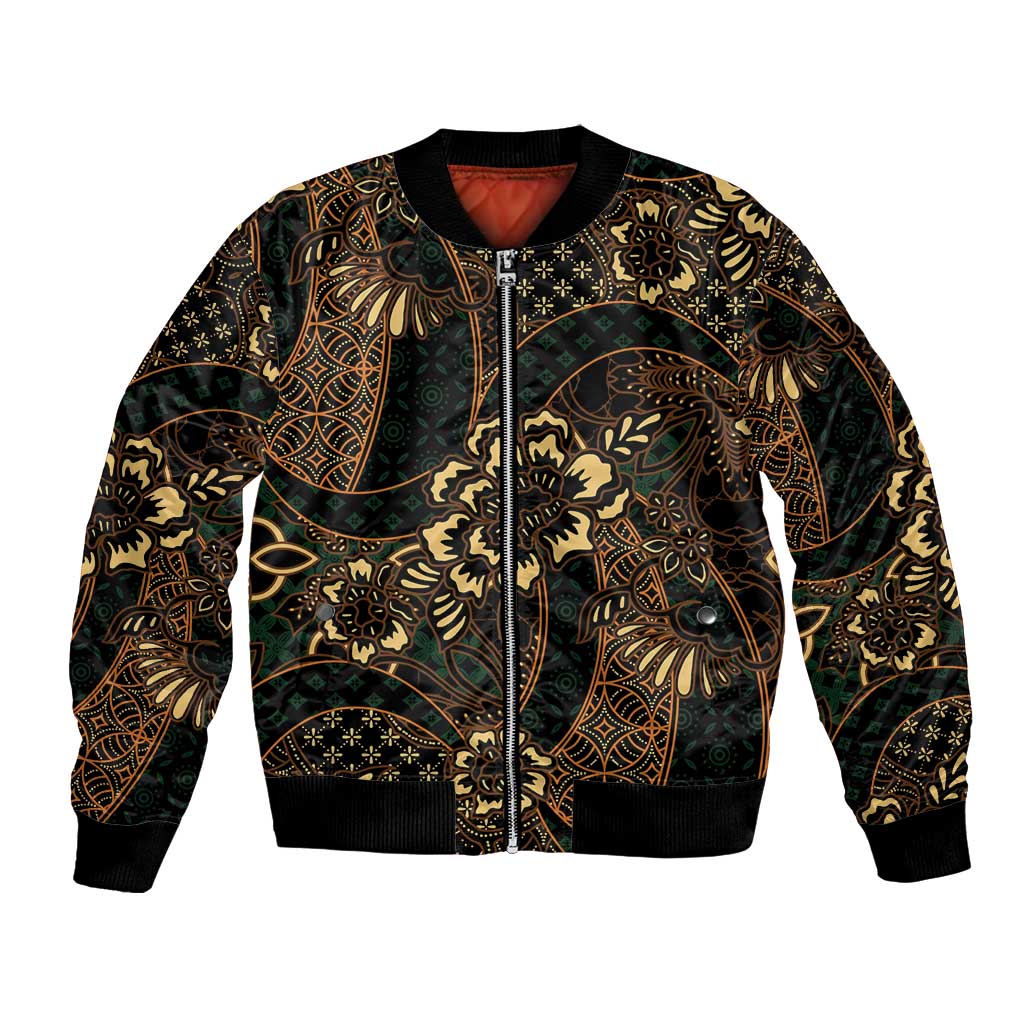 Indonesian Batik Pattern Vintage Brown Bomber Jacket LT01 Unisex Brown - Polynesian Pride