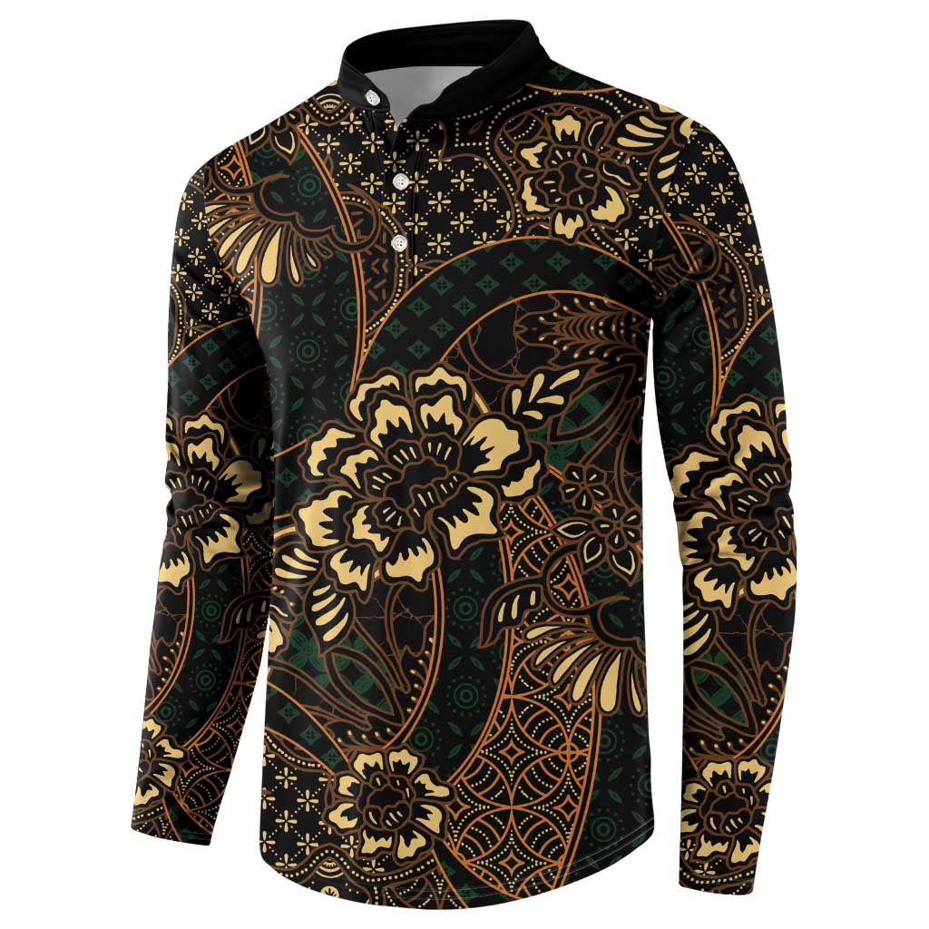 Indonesian Batik Pattern Vintage Brown Button Sweatshirt LT01 - Polynesian Pride
