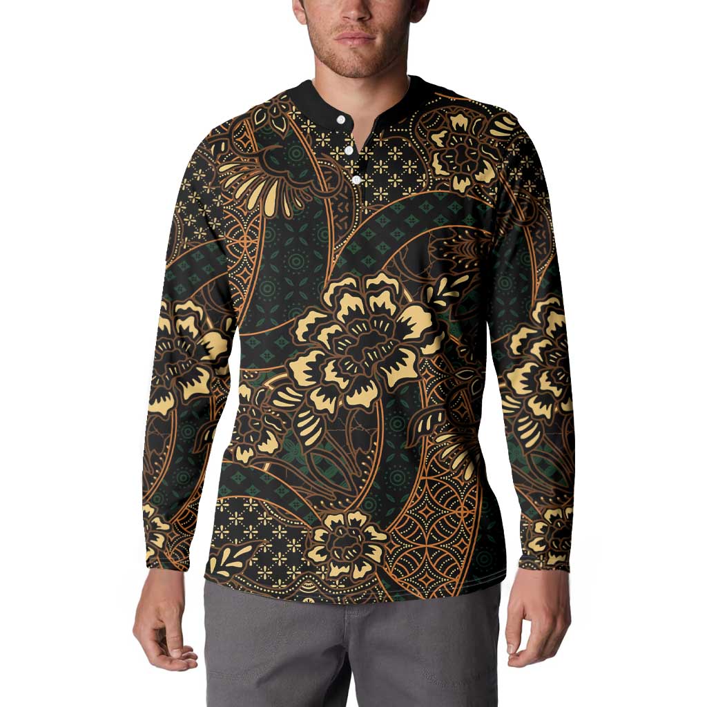 Indonesian Batik Pattern Vintage Brown Button Sweatshirt LT01 - Polynesian Pride