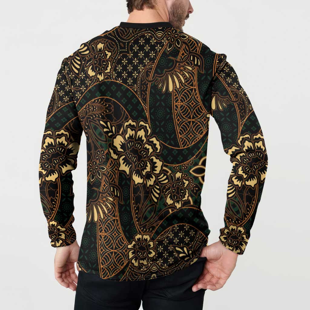 Indonesian Batik Pattern Vintage Brown Button Sweatshirt LT01 - Polynesian Pride