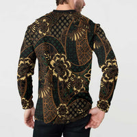 Indonesian Batik Pattern Vintage Brown Button Sweatshirt LT01 - Polynesian Pride