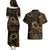 Indonesian Batik Pattern Vintage Brown Couples Matching Puletasi and Hawaiian Shirt
