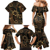 Indonesian Batik Pattern Vintage Brown Family Matching Mermaid Dress and Hawaiian Shirt LT01 - Polynesian Pride