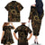 Indonesian Batik Pattern Vintage Brown Family Matching Off The Shoulder Long Sleeve Dress and Hawaiian Shirt