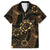 Indonesian Batik Pattern Vintage Brown Family Matching Off The Shoulder Long Sleeve Dress and Hawaiian Shirt