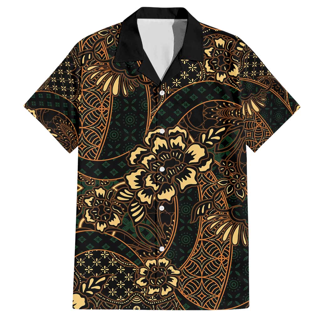 Indonesian Batik Pattern Vintage Brown Family Matching Short Sleeve Bodycon Dress and Hawaiian Shirt LT01 Dad's Shirt - Short Sleeve Brown - Polynesian Pride