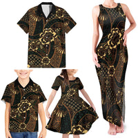 Indonesian Batik Pattern Vintage Brown Family Matching Tank Maxi Dress and Hawaiian Shirt LT01 - Polynesian Pride