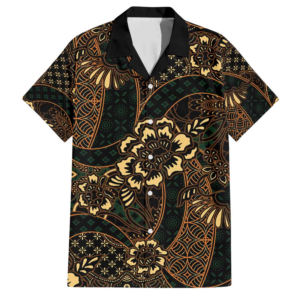 Indonesian Batik Pattern Vintage Brown Family Matching Tank Maxi Dress and Hawaiian Shirt LT01 Dad's Shirt - Short Sleeve Brown - Polynesian Pride
