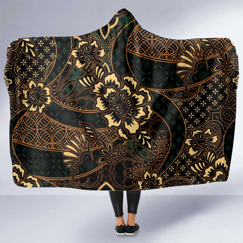 Indonesian Batik Pattern Vintage Brown Hooded Blanket
