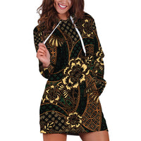 Indonesian Batik Pattern Vintage Brown Hoodie Dress