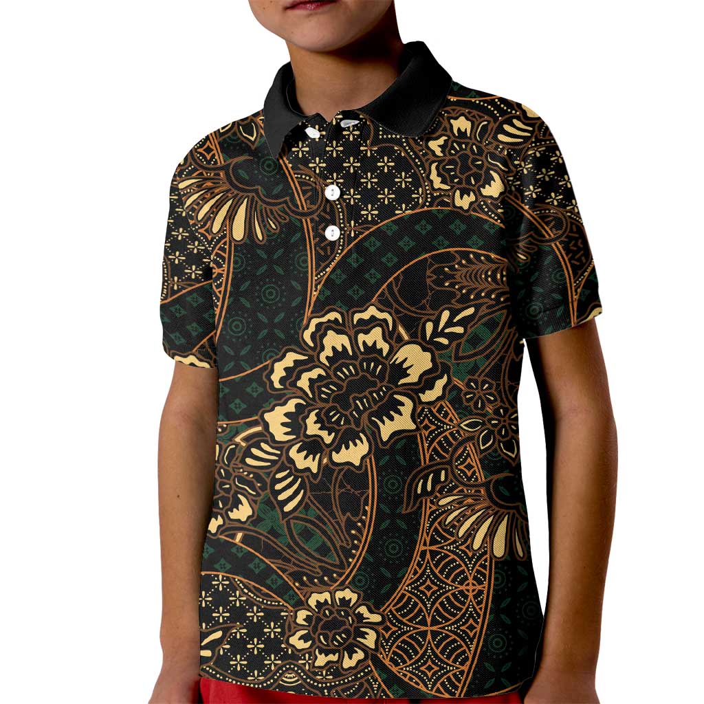 Indonesian Batik Pattern Vintage Brown Kid Polo Shirt LT01 Kid Brown - Polynesian Pride