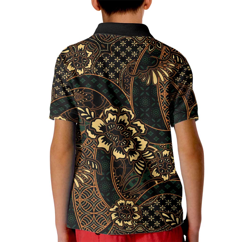 Indonesian Batik Pattern Vintage Brown Kid Polo Shirt LT01 - Polynesian Pride