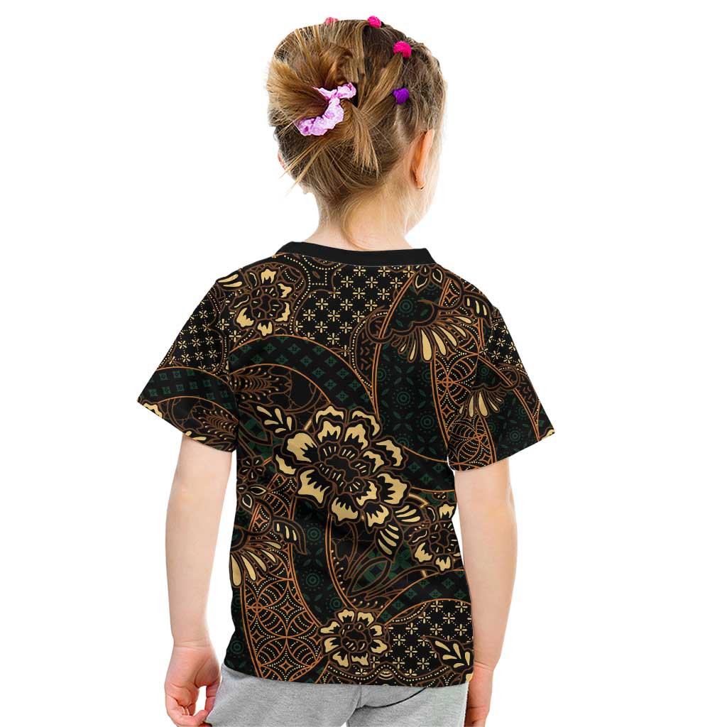 Indonesian Batik Pattern Vintage Brown Kid T Shirt LT01 - Polynesian Pride