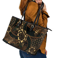 Indonesian Batik Pattern Vintage Brown Leather Tote Bag LT01 - Polynesian Pride