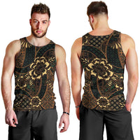 Indonesian Batik Pattern Vintage Brown Men Tank Top