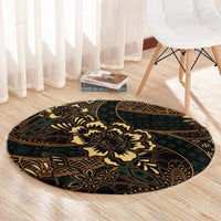 Indonesian Batik Pattern Vintage Brown Round Carpet