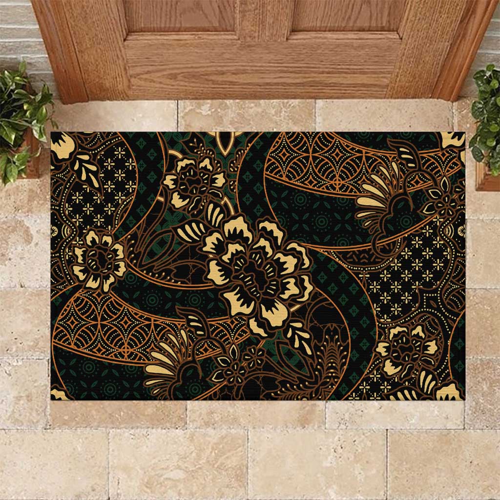 Indonesian Batik Pattern Vintage Brown Rubber Doormat LT01 Brown - Polynesian Pride