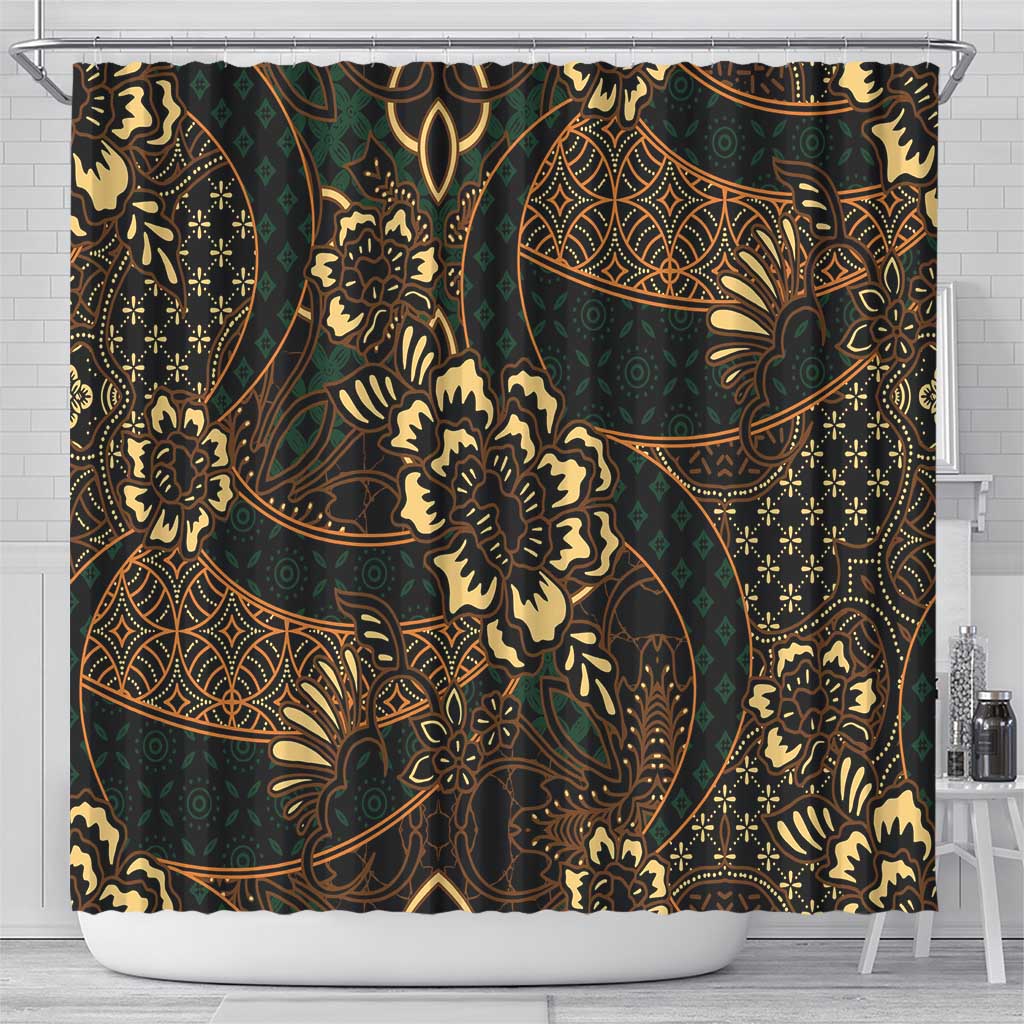 Indonesian Batik Pattern Vintage Brown Shower Curtain