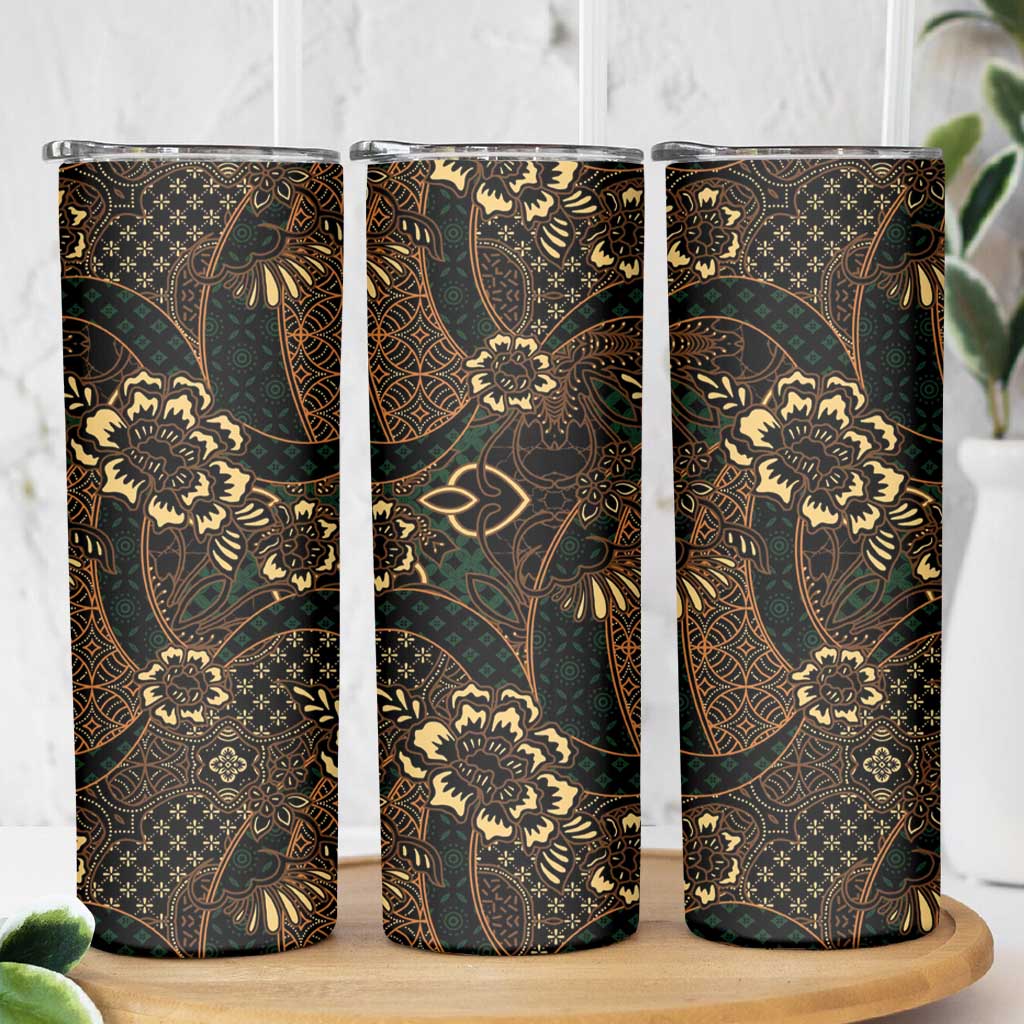 Indonesian Batik Pattern Vintage Brown Skinny Tumbler LT01 - Polynesian Pride