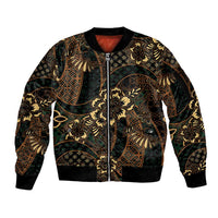 Indonesian Batik Pattern Vintage Brown Sleeve Zip Bomber Jacket LT01 Unisex Brown - Polynesian Pride