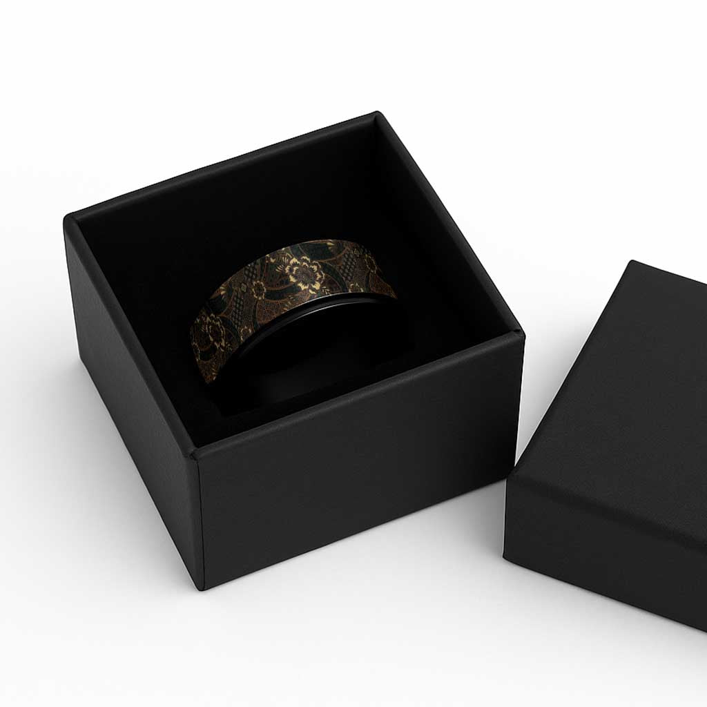 Indonesian Batik Pattern Vintage Brown Spinner Ring - Polynesian Pride