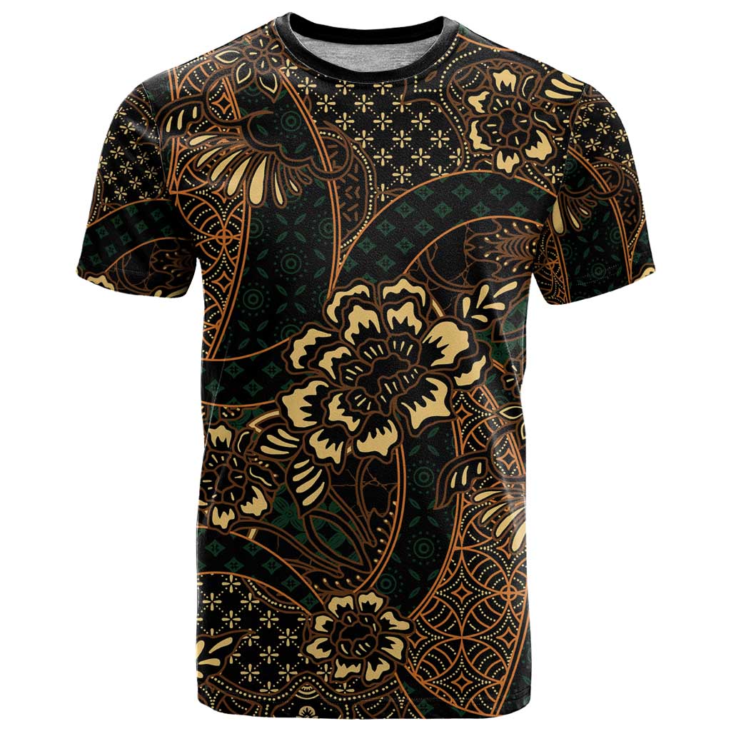Indonesian Batik Pattern Vintage Brown T Shirt