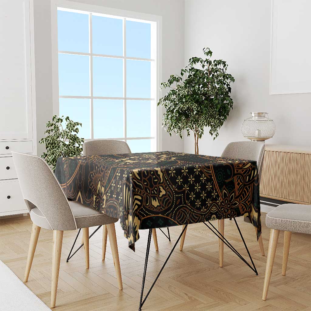 Indonesian Batik Pattern Vintage Brown Tablecloth
