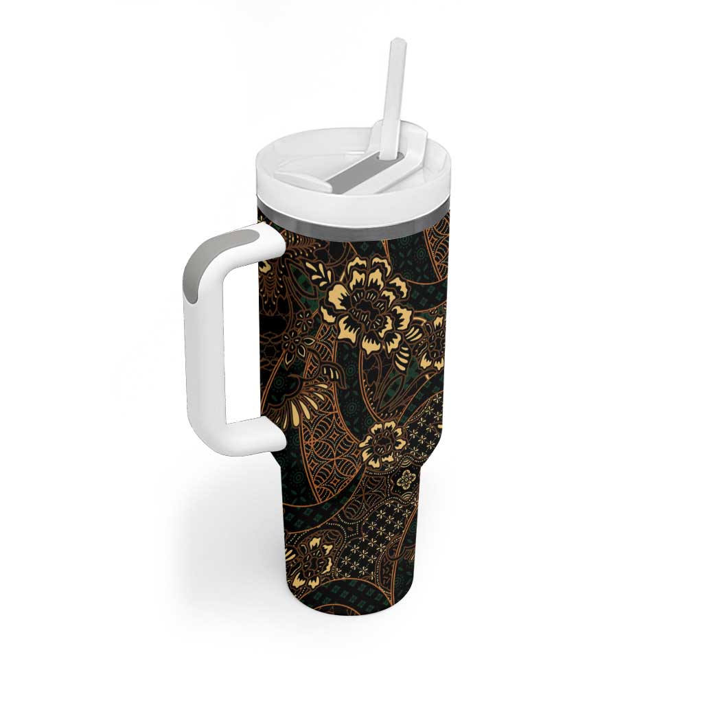 Indonesian Batik Pattern Vintage Brown Tumbler With Handle LT01 - Polynesian Pride