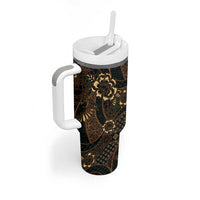 Indonesian Batik Pattern Vintage Brown Tumbler With Handle LT01 - Polynesian Pride