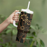 Indonesian Batik Pattern Vintage Brown Tumbler With Handle LT01 - Polynesian Pride