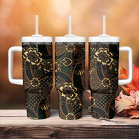Indonesian Batik Pattern Vintage Brown Tumbler With Handle LT01 - Polynesian Pride