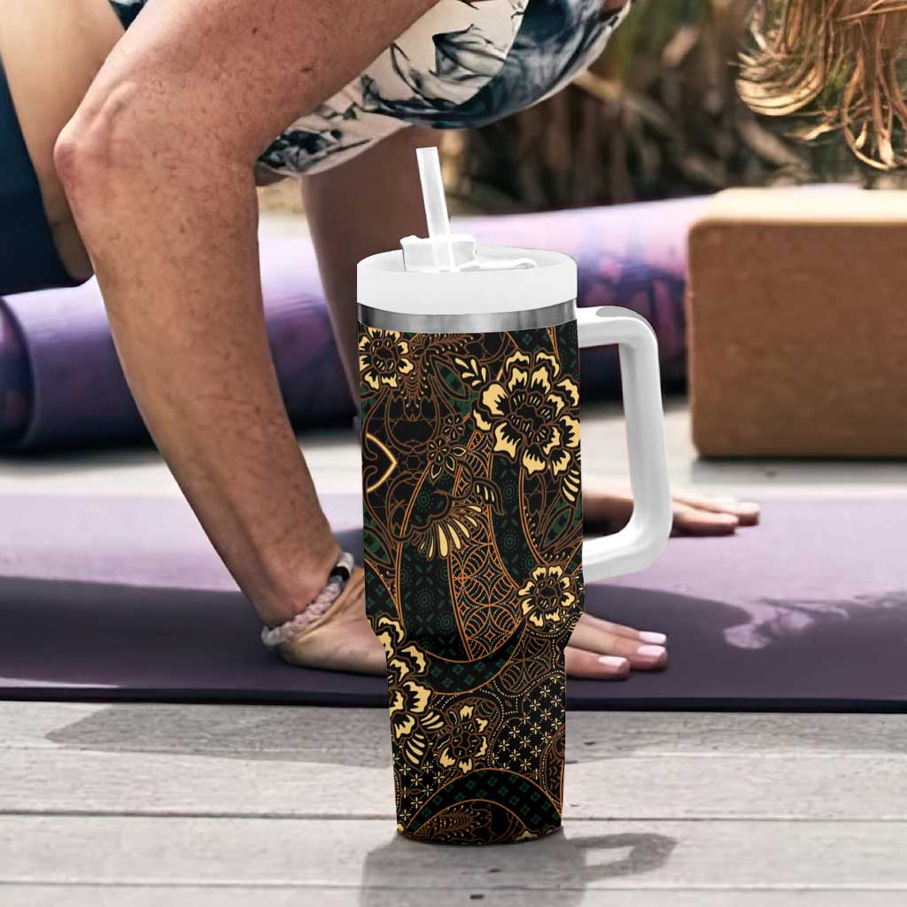 Indonesian Batik Pattern Vintage Brown Tumbler With Handle LT01 - Polynesian Pride