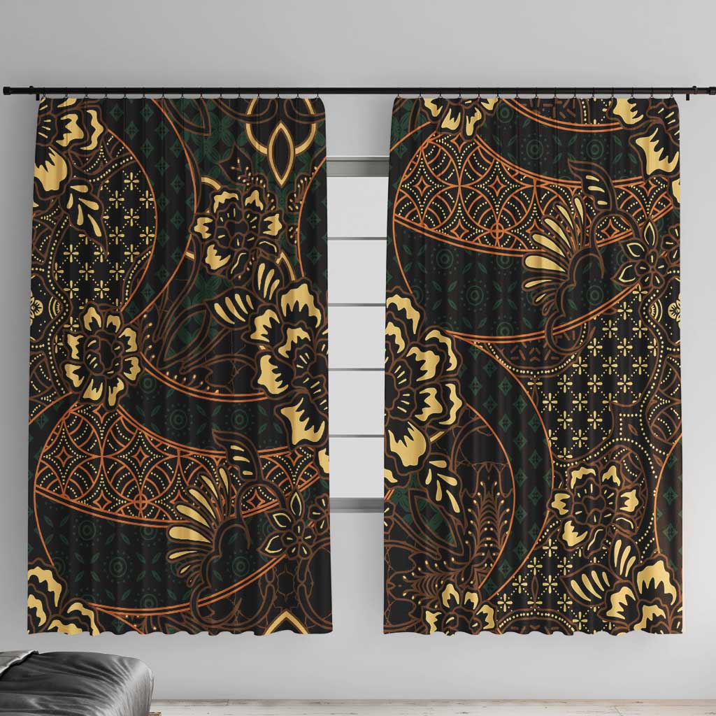 Indonesian Batik Pattern Vintage Brown Window Curtain LT01 With Hooks Brown - Polynesian Pride