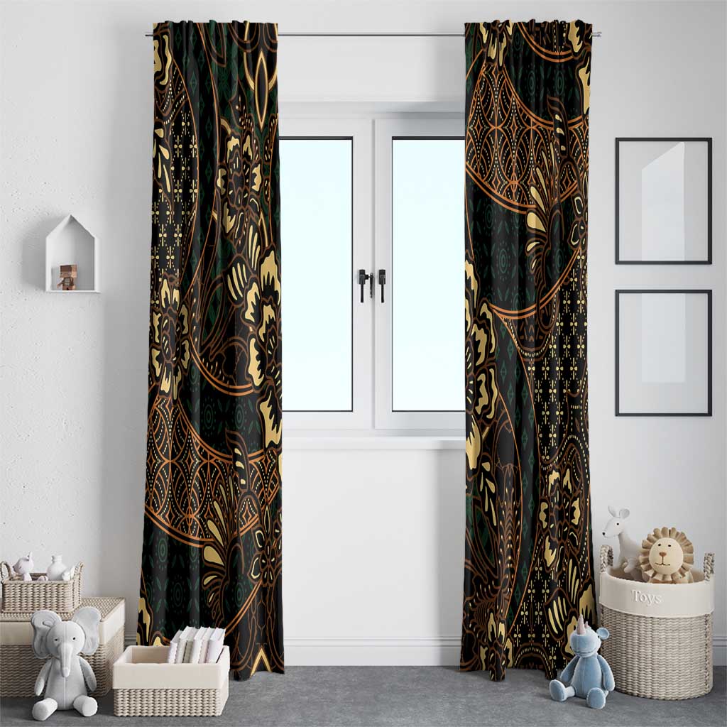 Indonesian Batik Pattern Vintage Brown Window Curtain LT01 - Polynesian Pride
