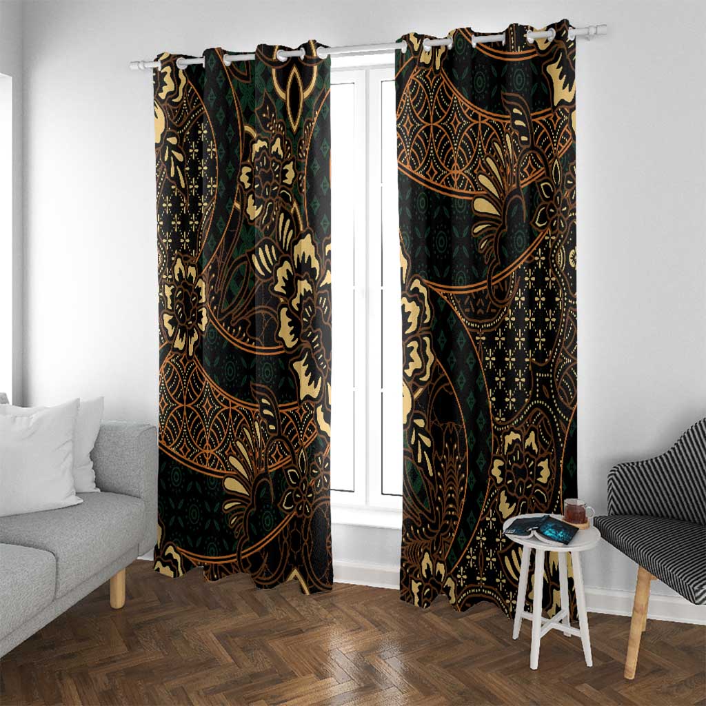 Indonesian Batik Pattern Vintage Brown Window Curtain LT01 With Grommets Brown - Polynesian Pride