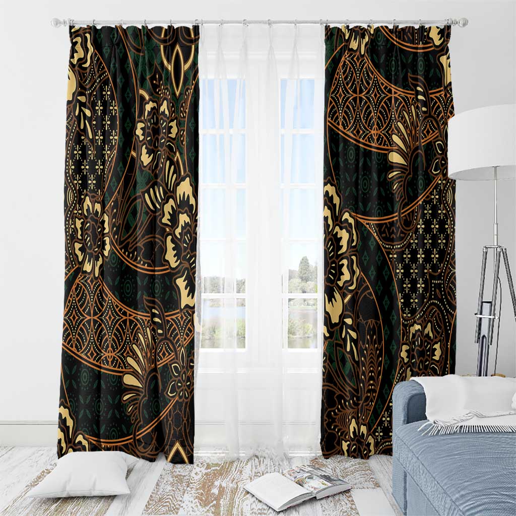 Indonesian Batik Pattern Vintage Brown Window Curtain LT01 - Polynesian Pride
