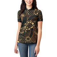 Indonesian Batik Pattern Vintage Brown Women Polo Shirt